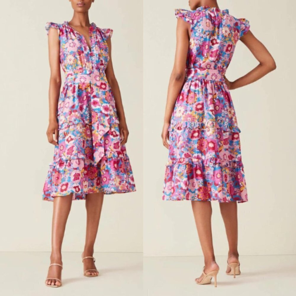 New! Figue Pippa Floral Dress Retro Pink 13660